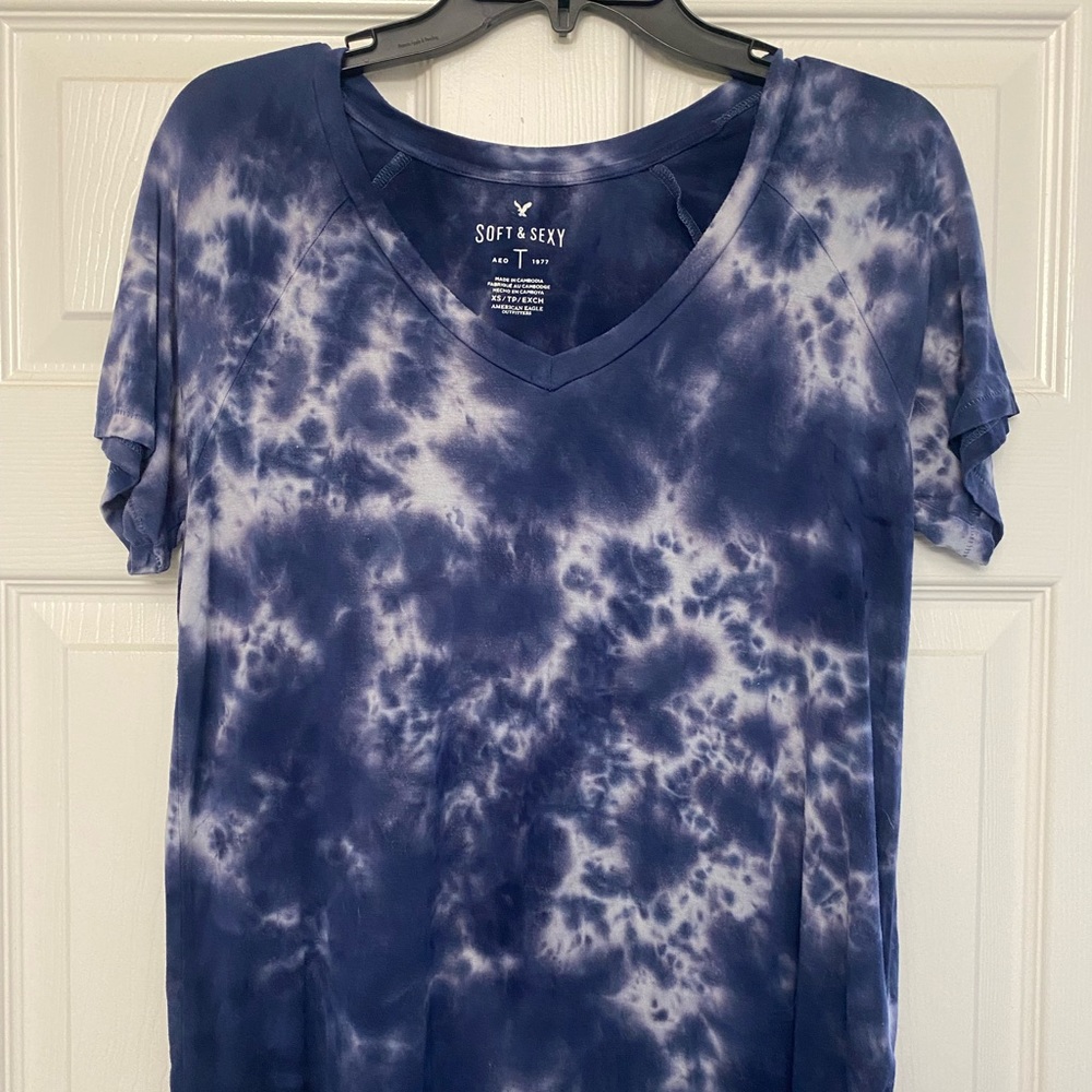 American Eagle Soft and Sexy Blue Tie Dye Tee Shirt XS